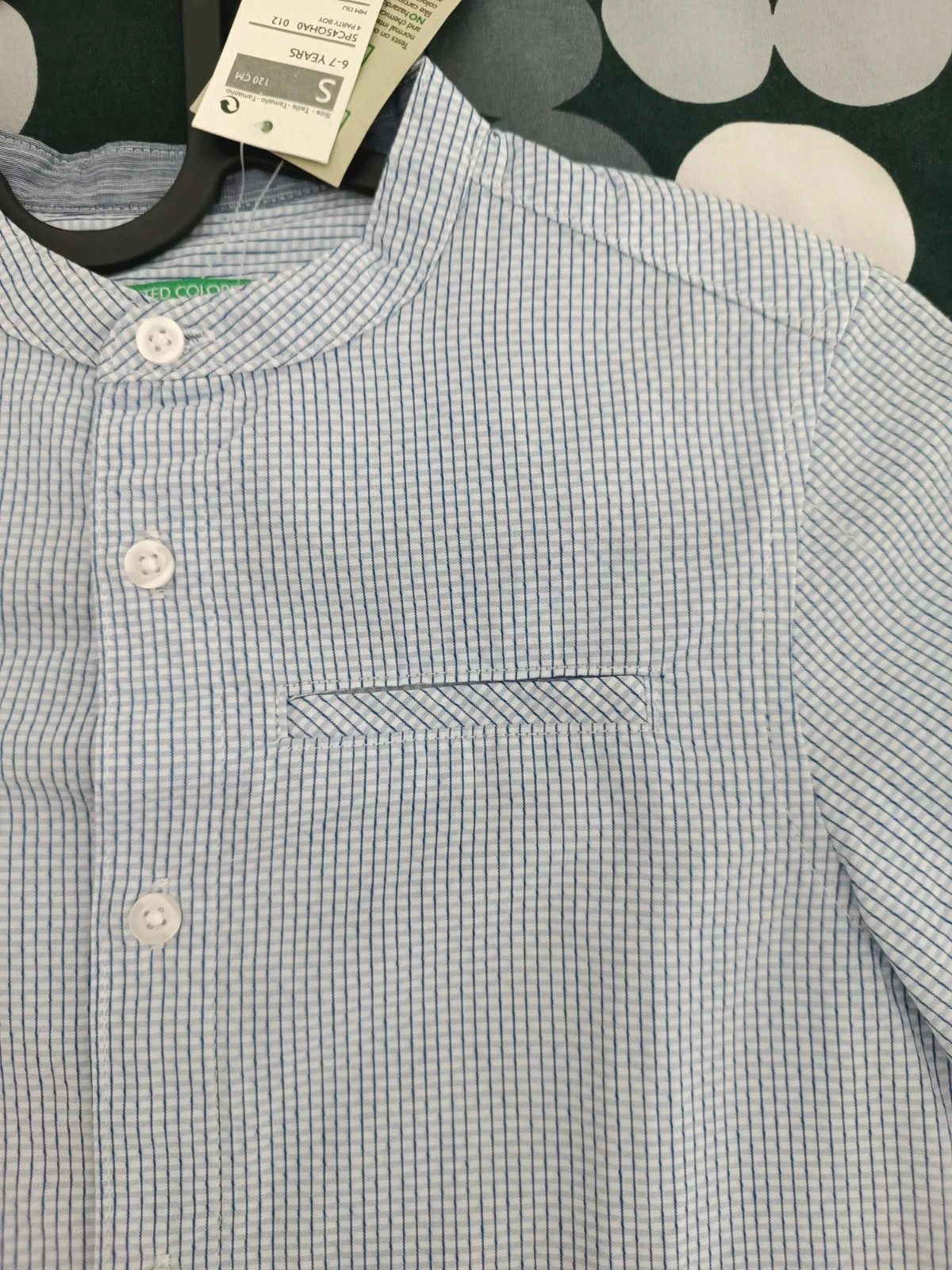 Chemise à carreaux bleue et blanche de Benetton - 6/7 ans – photo 4